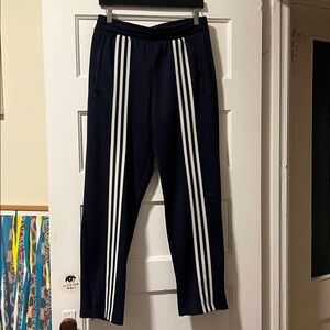 Navy Track Pants with White Stripes